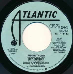 RAY CHARLES - RIDING THUMB - PROMO ATLANTIC 3527 - 45 Record NM - Picture 1 of 2