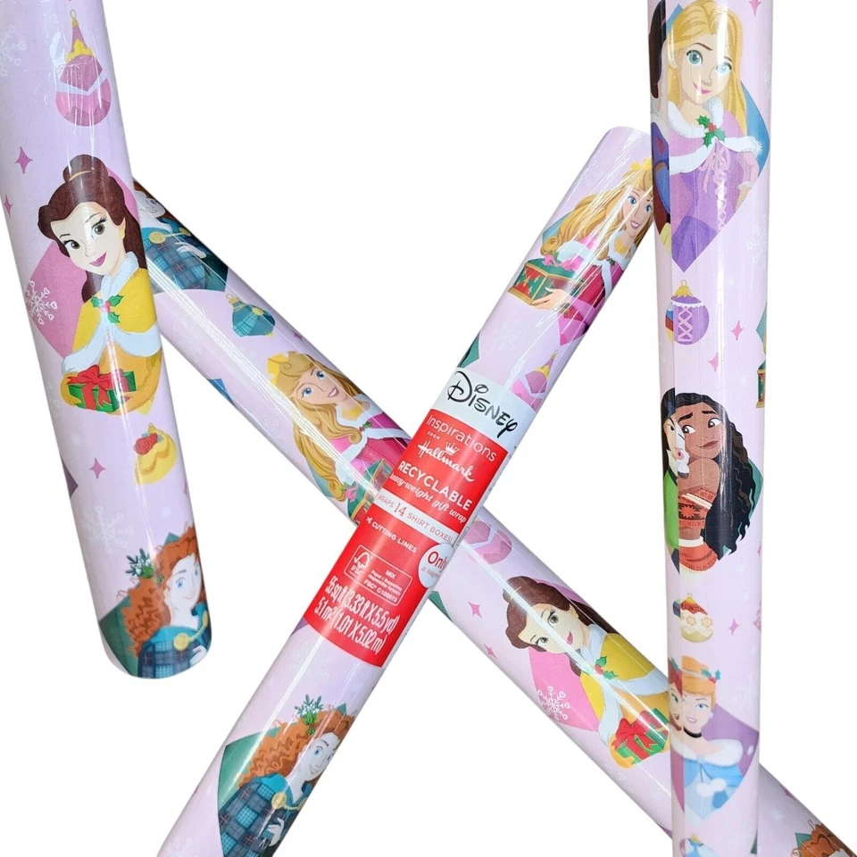 Оберточная бумага Disney Princess Belle Aurora Moana рождественский подарок 55 кв. футов - Изображение 1 из 4
