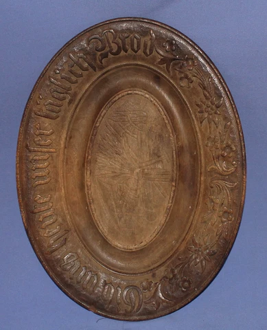 Antique German handmade wood carving decorative plaque plate Cover