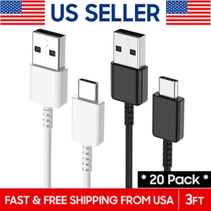 20 PACK USB-C Fast Charger Cable for Samsung Galaxy S23 S22 S21 Ultra Note 10 20 - Picture 1 of 9