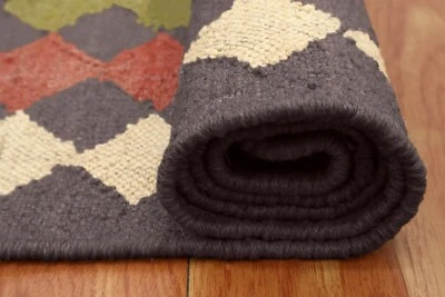 Colorful Living Room Bedroom Carpet Hand Woven Wool Jute Kilim Area Rug 3x5 Ft - Image 1 of 4