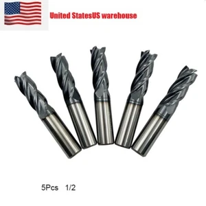 5PCS 1/2" * 4" 4 FLUTE LONG CARBIDE END MILL - TiALN COATED - Picture 1 of 7