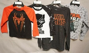 MARVEL OR STAR WARS BOYS LONG SLEEVE SHIRTS SEE DROP-DOWN 4 STYLES & SIZES BNWT - Picture 1 of 31