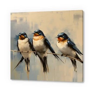 Swallows, Bird Canvas Print, Birds Wall Art, Bird Lover Gift, Nature Art - Picture 1 of 10