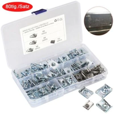 80x Blechmuttern Schnappmutter Sortiment Blechschrauben Gewinde Clip Mutter Set - Bild 1 von 4