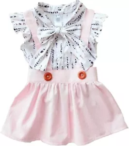 Zhuzhu Rabbit Girls Skirt Outfit Toddler Pink Suspender Dress Set Sz-12-24 Mo - Picture 1 of 9