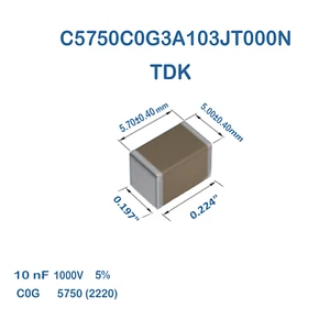 5X C5750C0G3A103J TDK Ceramic Capacitor SMD 10nF 1000V 1KV C0G NP0 5750 2220 5% - Picture 1 of 1