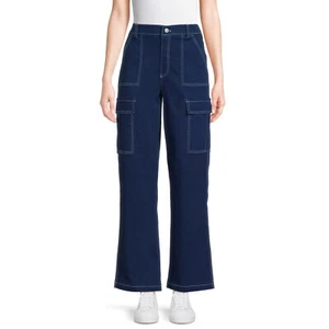 Liv & Lottie Juniors Carpenter Cargo Pants with Pockets Medium Blue - Picture 1 of 1