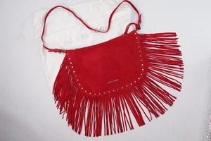 Michael Kors Veloursleder Messenger Billy scarlet red rot Fransen Umhängetasche - Bild 1 von 17