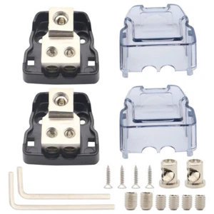 2 Set Car Audio Splitter Amp Power 4 Gauge In 8 Gauge Out Distribution Block Kit - Picture 1 of 14