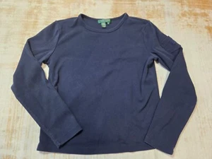 Lauren Ralph Lauren Petite Pullover Shirt Womens P/S Blue Long Sleeve Pocket - Picture 1 of 10