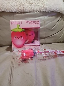 New Cute Strawberry LED Ambient Night Lamp W/ Red Rose Pen ( Gift set ) - Picture 1 of 7