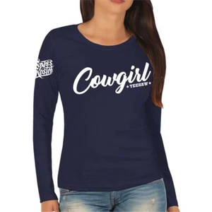 Damen Langarmshirt Longsleeve COWGIRL yeehaw ride Motiv Western Country Reiterin - Bild 1 von 4