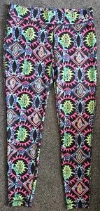 FILA Sport Ladies Vintage Leggings Size M running / gym Yoga Jazzy colours - Picture 1 of 5