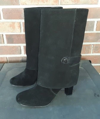 Tahari Harper Botas Pull-On Media Pantorrilla Para Mujer Talla 6M Negro Gamuza Cuero 3" Tacón Foto 1 de 4