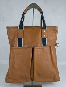 Borsa Coach marrone a 2 vie tracolla e tote bag in pelle marrone Heritage Stripe Made Vietnam - Foto 1 di 19