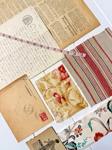 ANTIQUE & VINTAGE French Ephemera & Fabric Bundle - Picture 1 of 7