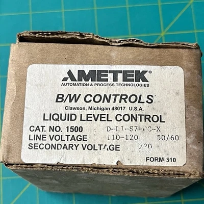 B/W Controls 1500-D-L1-S7 Liquid Level Control Relay 110/120V Control Ametek - Image 1 of 4