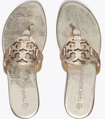 Новые в коробке босоножки Tory Burch Miller из металлической морщинистой кожи цвета Spark Gold размер 9,5 - Изображение 1 из 2