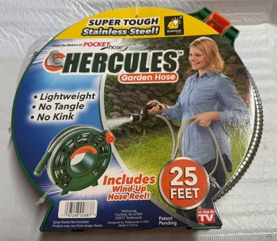 Hercules Stainless Steel Hose 25FT Heavy Duty NoKink Reel As Seen On TV NEW - Image 1 of 4