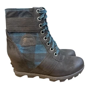 Sorel Joan of Arctic Lexie Keilabsatz Stiefel kariert Flanell wasserdicht Damengröße 10 - Bild 1 von 8
