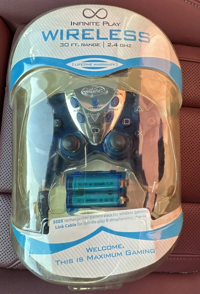 Vintage Intec Wireless PlayStation 2 Controller Rechargeable Blue Package Sealed - Image 1 of 3