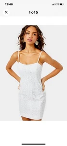 Abito Lilly Pulitzer Shelli Resort bianco grande occhiello petalo taglia 00 nuovo con etichette - Foto 1 di 5