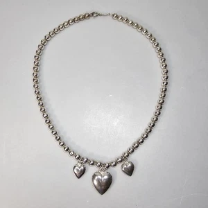Lindo collar gargantilla corazón hinchado 16,5" plata de ley 925 Italia 33 g Kawaii - Imagen 1 de 5