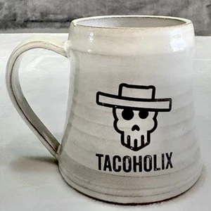 Clay Works Tacoholix Bierkrug Keramik grau 16 Unzen Totenkopf mexikanischer Hut limitiert selten - Bild 1 von 11