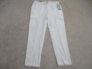 Caribbean Joe Men's 32x30 Linen Blend Cargo Pants White - Picture 1 of 12