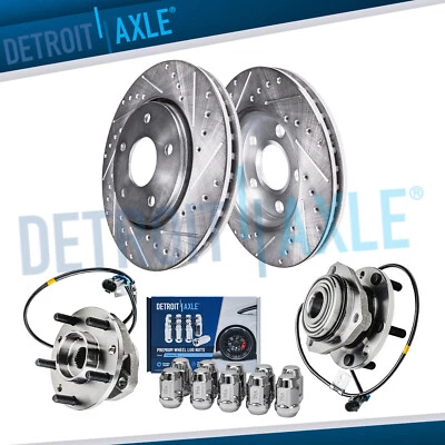 4WD Front Drilled Rotors Wheel Hubs w/ 10pc Wheel Lug Nuts for S10 Jimmy Blazer - Image 1 of 4