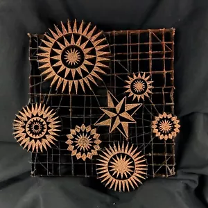 Copper Tjap Cap Chop Stamp Artisan Batik STARBURST MANDALA 9" x 9.5" Indonesia - Picture 1 of 2