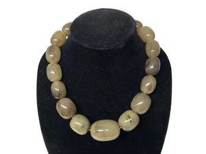 Very Big Chunky Marbled Large Bead Statement Runway Necklace - Screw Back - Picture 1 of 7