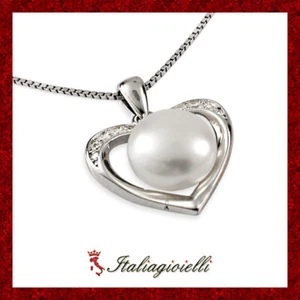 Pregevole Collana Cuore Donna in Argento 925 rodiato Oro Bianco - Foto 1 di 9