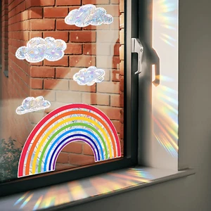 Rainbow Cloud Window Sticker Colorful PVC Glass Decal Home Room Decoration - Picture 1 of 6