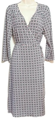 Vestido envolvente George Stretch para mujer M (8-10) estampado geométrico blanco rojo negro  Foto 1 de 4