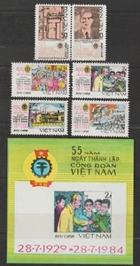 1987 VN Stamps & Souvenir Sheet Trade Union Movement Sc # 1412-1417 MNH - Picture 1 of 1