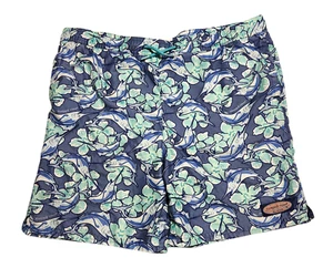Vineyard Vines Chappy Swim Trunks Lined Blue Marlin Flowers Boys Size Large/16 - Picture 1 of 9