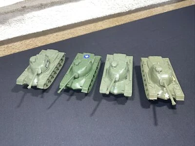 Lot of 4- VTG 1970s Tim Mee Green Plastic US Army Tank  Toy - Image 1 of 4