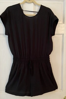 BCBGMAXAZRIA Negro "ANGELLA" ABRIGO TRASERO MANGA CORTA MAMELUCO TALLA PEQUEÑA Foto 1 de 4
