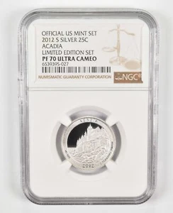 2012-S PF70 Acadia Silver Quarter US Mint Limited Edition Set NGC - Picture 1 of 5