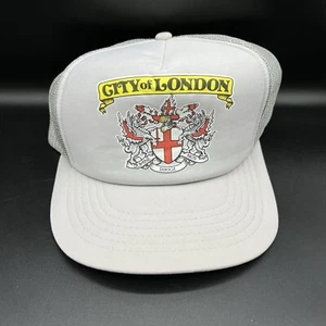 Vintage City Of London England UK Gray Snapback Trucker Hat - Picture 1 of 4