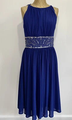Vestido JS Boutique 8 miçangas enfeitado noite lisonjeiro azul real - Imagem 1 de 4