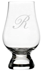 Bix Cursive Script Etched Monogram Crystal Glencairn Whisky Glass (Letter R) - Picture 1 of 3