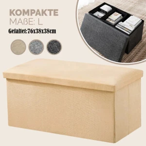 Faltbarer Sitzwürfel Aufbewahrungsbox Sitzhocker Sitzbank Truhe Fußbank 70x38x38 - Bild 1 von 18