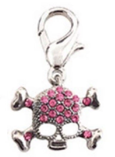 Rosa Calavera Anillo en D Cristal Cuello Mascota Dije, Tirador de Cremallera, Monedero Dije Foto 1 de 1