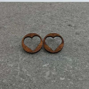 Heart in Mahogany Hoop Heart Earring - Picture 1 of 2
