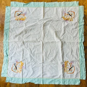 Embroided Butterfly Vintage Fabric Baby Blanket As Is - Picture 1 of 8