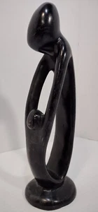 Soapstone Mother & Child Hand Carved Stone Sculpture 10" - Imagen 1 de 8