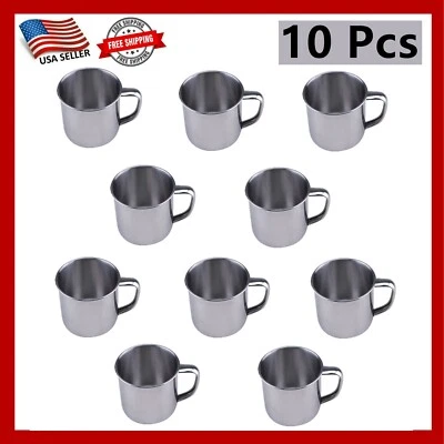 10 piezas de taza de té de café de acero inoxidable con mango taza de café espresso de 6 oz Foto 1 de 4